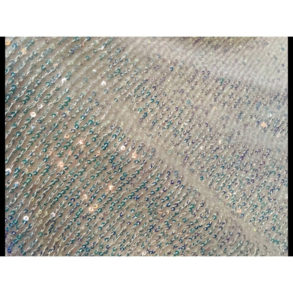 Lucy in the Sky large Sequin Long Sleeve Mini Dress Champagne Open Back HOCO - Picture 8 of 9